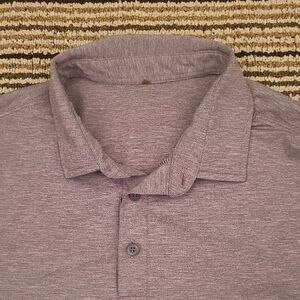 LULULEMON Solid Purple Grey Polo Small Mens Short Sleeve Athletic‎ Casual Shirt